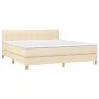 Box spring bed with cream fabric mattress 180x200 cm by , Beds and slatted bases - Ref: Foro24-3140798, Price: 562,47 €, Disc...