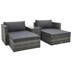Set de muebles de jardín 5 pzas y cojines ratán sintético gris de vidaXL, Conjuntos de jardín - Ref: Foro24-47814, Precio: 42...