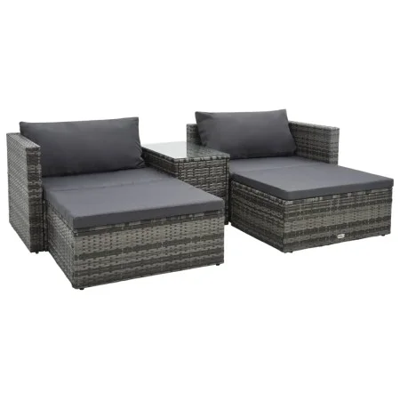 5-teiliges Gartenmöbel-Set und graue synthetische Rattankissen von vidaXL, Gartensets - Ref: Foro24-47814, Preis: 422,83 €, R...