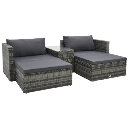 5-teiliges Gartenmöbel-Set und graue synthetische Rattankissen von vidaXL, Gartensets - Ref: Foro24-47814, Preis: 456,46 €, R...