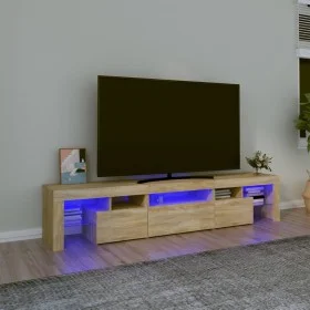 TV cabinet with LED lights Sonoma oak 200x36.5x40 cm by , TV Furniture - Ref: Foro24-3152812, Price: 155,49 €, Discount: %