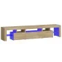 Mueble de TV con luces LED roble Sonoma 200x36,5x40 cm de , Muebles TV - Ref: Foro24-3152812, Precio: 155,49 €, Descuento: %