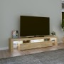 Mueble de TV con luces LED roble Sonoma 200x36,5x40 cm de , Muebles TV - Ref: Foro24-3152812, Precio: 165,02 €, Descuento: %