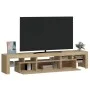 Mueble de TV con luces LED roble Sonoma 200x36,5x40 cm de , Muebles TV - Ref: Foro24-3152812, Precio: 155,49 €, Descuento: %