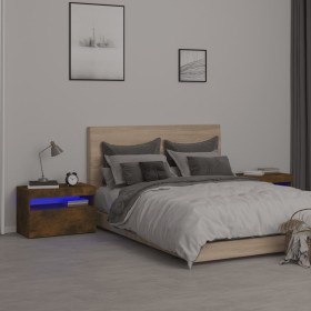 Nachttische mit LED-Leuchten, 2 Stück, geräucherte Eiche, 60 x 35 x 40 cm von , Nachttische - Ref: Foro24-3152827, Preis: 74,...
