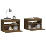 Bedside tables with LED lights 2 pcs smoked oak 60x35x40 cm by , Nightstands - Ref: Foro24-3152827, Price: 74,43 €, Discount: %