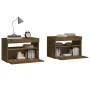 Bedside tables with LED lights 2 pcs smoked oak 60x35x40 cm by , Nightstands - Ref: Foro24-3152827, Price: 71,84 €, Discount: %