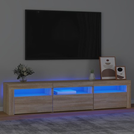 Mueble de TV con luces LED roble Sonoma 180x35x40 cm de , Muebles TV - Ref: Foro24-3152756, Precio: 123,81 €, Descuento: %