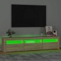 Mueble de TV con luces LED roble Sonoma 180x35x40 cm de , Muebles TV - Ref: Foro24-3152756, Precio: 123,81 €, Descuento: %