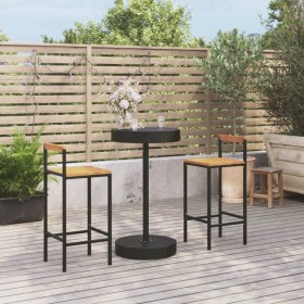 Bartisch und Gartenhocker 3 Stück Akazienholz PE Rattan schwarz von , Gartensets - Ref: Foro24-3187718, Preis: 183,07 €, Raba...