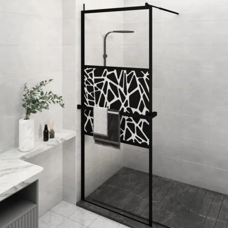 Mampara ducha con estante vidrio ESG y aluminio negro 80x195 cm de , Paredes y mamparas de ducha - Ref: Foro24-3185452, Preci...