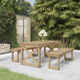 Garden dining set 3 pieces impregnated solid pine wood by , Garden sets - Ref: Foro24-3096621, Price: 408,51 €, Discount: %