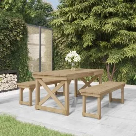 Garden dining set 3 pieces impregnated solid pine wood by , Garden sets - Ref: Foro24-3096621, Price: 390,38 €, Discount: %
