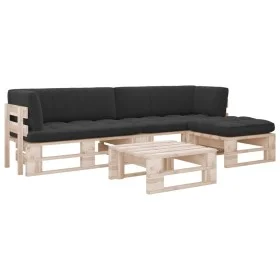 4-piece pallet furniture and impregnated pine wood cushions by , Garden sets - Ref: Foro24-3066824, Price: 342,81 €, Discount: %