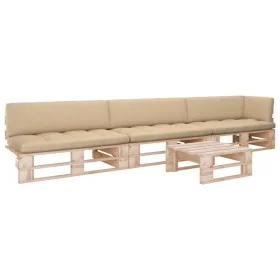 4-piece pallet furniture and impregnated pine wood cushions by , Garden sets - Ref: Foro24-3066748, Price: 387,81 €, Discount: %