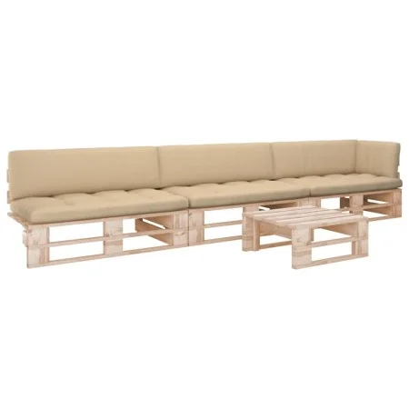 4-piece pallet furniture and impregnated pine wood cushions by , Garden sets - Ref: Foro24-3066748, Price: 387,81 €, Discount: %