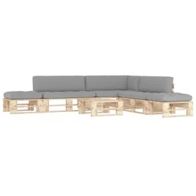 6-piece pallet furniture and impregnated pine wood cushions by , Garden sets - Ref: Foro24-3066891, Price: 492,01 €, Discount: %