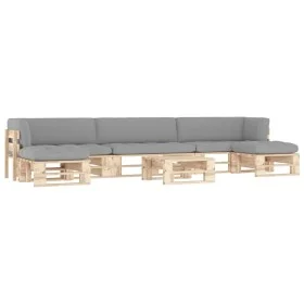 6-piece pallet furniture and impregnated pine wood cushions by , Garden sets - Ref: Foro24-3066963, Price: 502,02 €, Discount: %