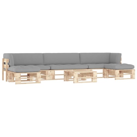 6-teiliges Palettenmöbel und imprägnierte Kiefernholzkissen von , Gartensets - Ref: Foro24-3066963, Preis: 566,75 €, Rabatt: %
