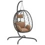 Ei-Hängesessel aus Stahl und synthetischem Rattan mit taupefarbenem Kissen von , Gartenwippen - Ref: Foro24-360047, Preis: 21...