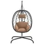 Steel and synthetic rattan egg hanging chair with taupe cushion by , Garden rockers - Ref: Foro24-360047, Price: 212,02 €, Di...