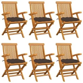 Garden chairs 6 units teak wood with taupe gray cushions by , Garden chairs - Ref: Foro24-3062564, Price: 452,23 €, Discount: %