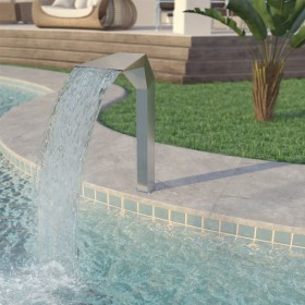 Fuente de piscina de acero inoxidable 50x30x90 cm plateada