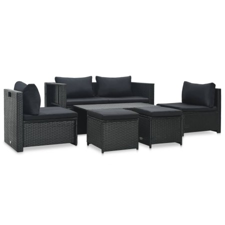 6-teiliges Gartenmöbel-Set und schwarze Kissen aus synthetischem Rattan von vidaXL, Gartensets - Ref: Foro24-47809, Preis: 44...