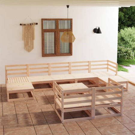 Juego de muebles de jardín 10 piezas madera maciza de pino