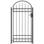 Puerta de valla con arco y 2 postes negra 105x204 cm