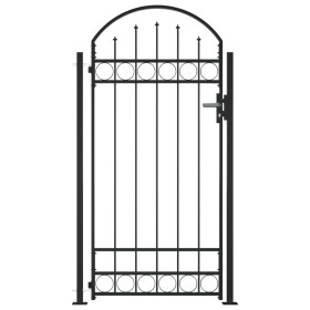 Puerta de valla con arco y 2 postes negra 105x204 cm de , Puertas de jardín - Ref: Foro24-145751, Precio: 168,19 €, Descuento: %