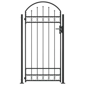 Zauntor mit Bogen und 2 Pfosten schwarz 105x204 cm von , Gartentore - Ref: Foro24-145751, Preis: 212,14 €, Rabatt: %