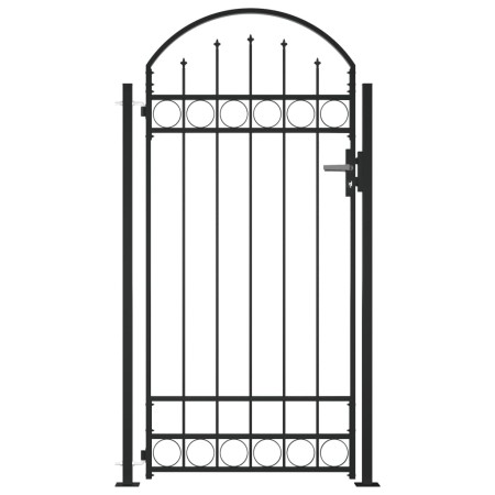 Fence gate with arch and 2 posts black 105x204 cm by , garden gates - Ref: Foro24-145751, Price: 168,19 €, Discount: %