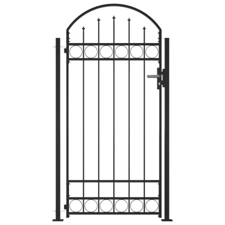 Fence gate with arch and 2 posts black 105x204 cm by , garden gates - Ref: Foro24-145751, Price: 212,14 €, Discount: %