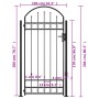 Puerta de valla con arco y 2 postes negra 105x204 cm