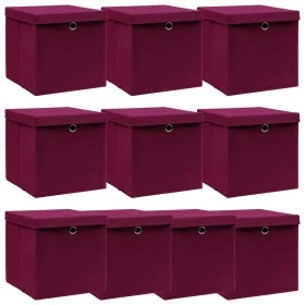 Aufbewahrungsbox mit Deckel 10 Stück dunkelroter Stoff 32x32x32 cm von , Aufbewahrungskörbe - Ref: Foro24-288344, Preis: 66,0...