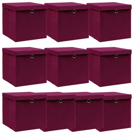 Aufbewahrungsbox mit Deckel 10 Stück dunkelroter Stoff 32x32x32 cm von , Aufbewahrungskörbe - Ref: Foro24-288344, Preis: 67,6...