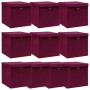 Caja de almacenaje con tapa 10 uds tela rojo oscuro 32x32x32 cm de , Cestas para almacenaje - Ref: Foro24-288344, Precio: 70,...
