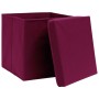 Caja de almacenaje con tapa 10 uds tela rojo oscuro 32x32x32 cm de , Cestas para almacenaje - Ref: Foro24-288344, Precio: 70,...