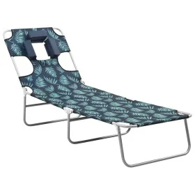 Folding lounger with leaf-print steel head cushion by , Loungers - Ref: Foro24-310334, Price: 64,92 €, Discount: %