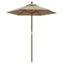 Sombrilla de jardín con poste de madera gris taupe 196x231 cm de , Sombrillas - Ref: Foro24-363162, Precio: 55,31 €, Descuent...