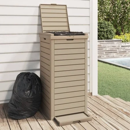 Light brown polypropylene exterior trash can 41x41x86 cm by , Garbage cans and trash cans - Ref: Foro24-364172, Price: 165,03...