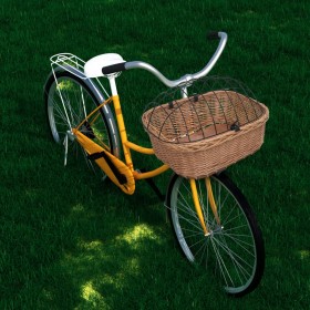 Cesta delantera de bicicleta con tapa sauce natural 50x45x35 cm