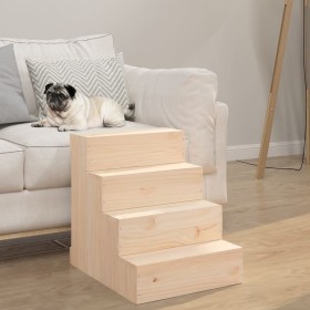 Escalera para mascotas madera maciza de pino 40x49x47 cm