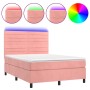 Boxspringbett mit Matratze und LED-Rosa-Samt 140x200 cm von vidaXL, Betten und Lattenroste - Ref: Foro24-3136190, Preis: 464,...