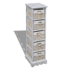 Shelf with 5 white wooden woven baskets by , Lockers and storage cabinets - Ref: Foro24-240798, Price: 144,34 €, Discount: %