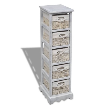 Shelf with 5 white wooden woven baskets by , Lockers and storage cabinets - Ref: Foro24-240798, Price: 144,34 €, Discount: %