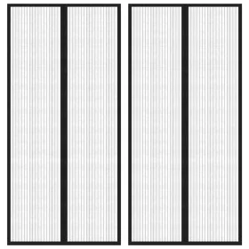 Mosquito nets for doors magnetic block 2 pcs black 220x110 cm by , Mosquito nets for windows - Ref: Foro24-314688, Price: 17,...