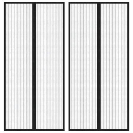 Mosquito nets for doors magnetic block 2 pcs black 220x110 cm by , Mosquito nets for windows - Ref: Foro24-314688, Price: 17,...