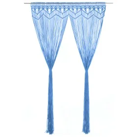 Blauer Makramee-Vorhang aus Baumwolle, 140 x 240 cm von , Vorhänge und Gardinen - Ref: Foro24-323988, Preis: 41,89 €, Rabatt: %